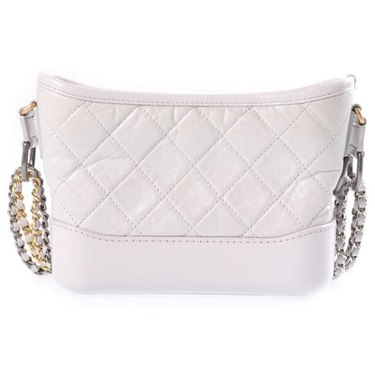 Chanel Gabrielle de Chanel Small Chain Shoulder Bag Light Gray Leather Gold