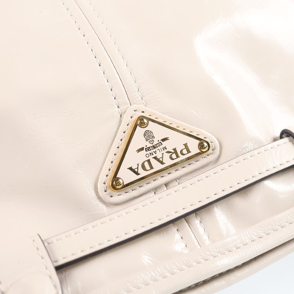 Prada Bonnie Medium 2-Way Shoulder Bag White Leather Gold — view 6