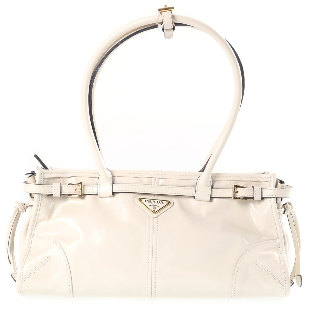 Prada Bonnie Medium 2-Way Shoulder Bag White Leather Gold