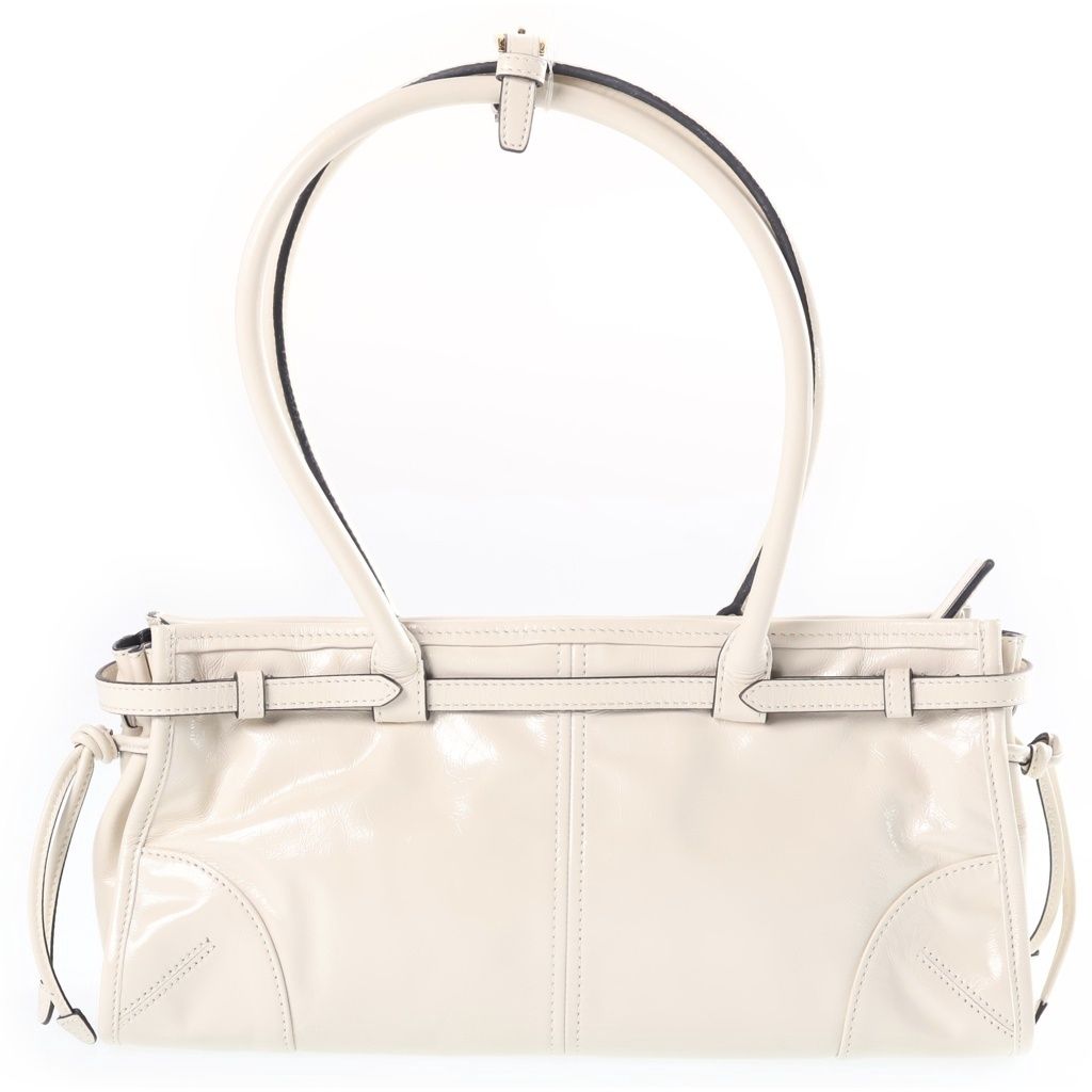 Prada Bonnie Medium 2-Way Shoulder Bag White Leather Gold — view 2