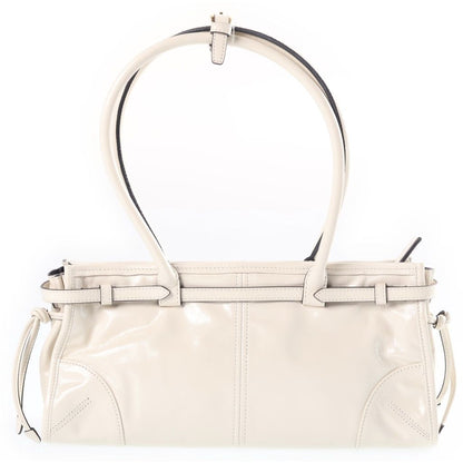 Prada Bonnie Medium 2-Way Shoulder Bag White Leather Gold — view 2