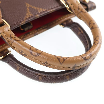 Louis Vuitton Monogram Reverse on the Go BB 2-Way Shoulder Bag Brown Leather — view 6