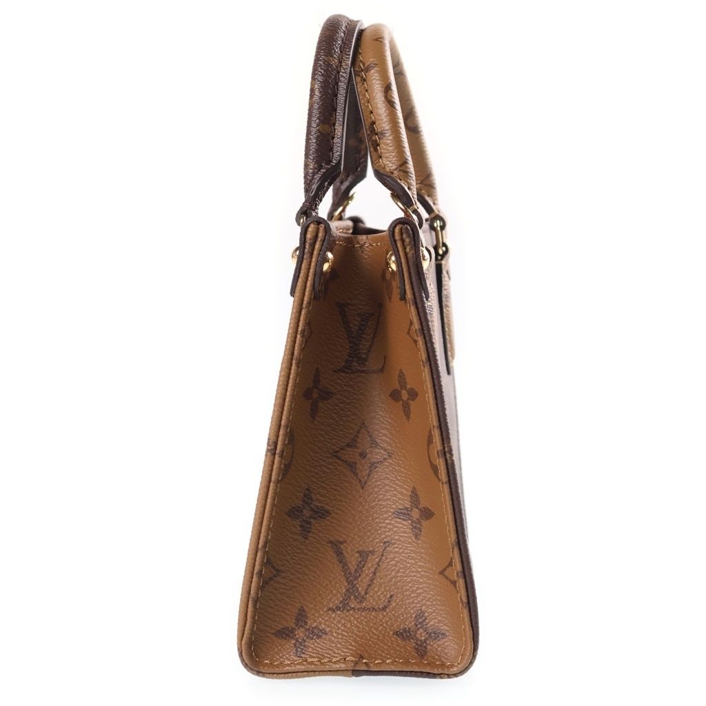 Louis Vuitton Monogram Reverse on the Go BB 2-Way Shoulder Bag Brown Leather — view 3
