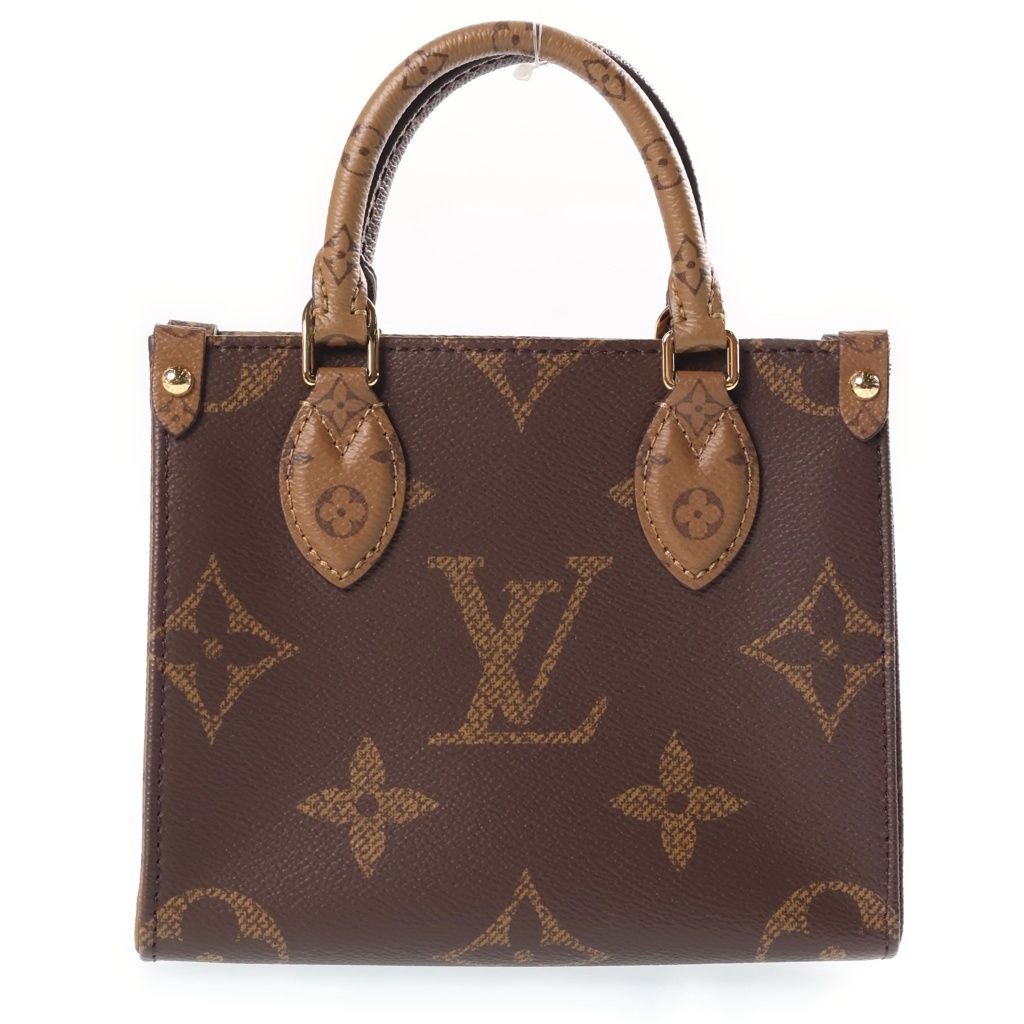 Louis Vuitton Monogram Reverse on the Go BB 2-Way Shoulder Bag Brown Leather