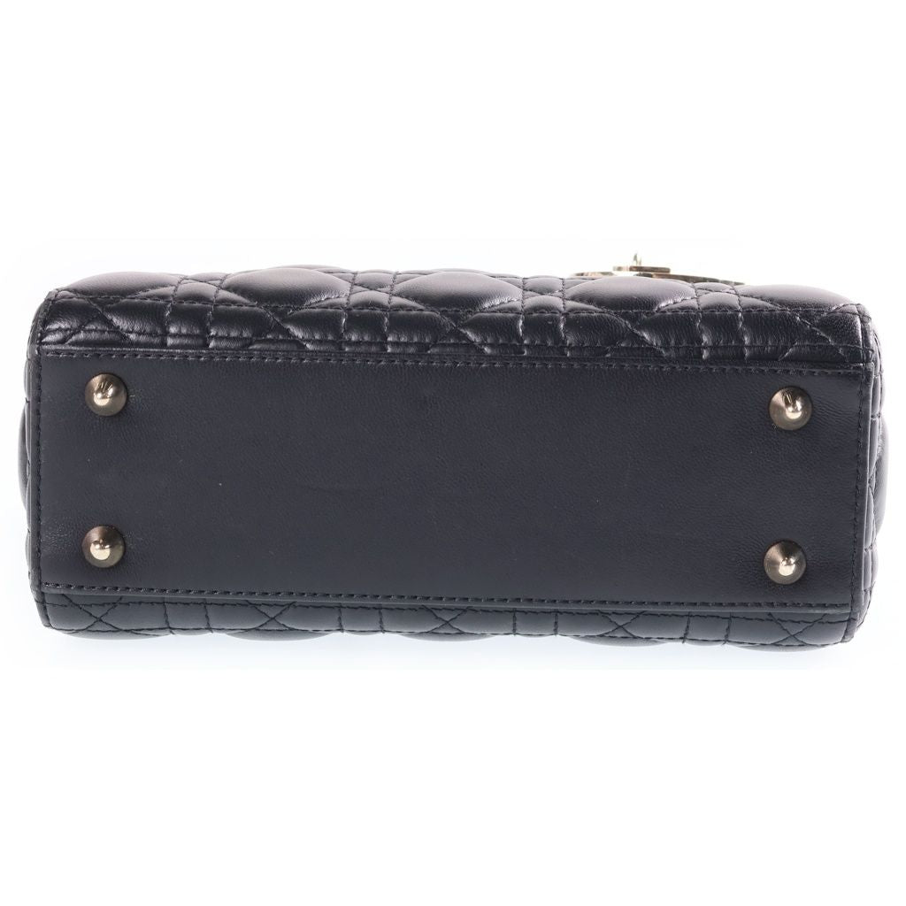 Dior My Medium 2-Way Shoulder Bag Black Lambskin Gold — view 4