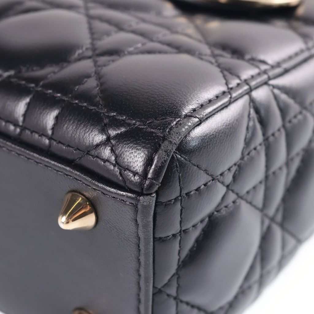 Dior My Medium 2-Way Shoulder Bag Black Lambskin Gold — view 5