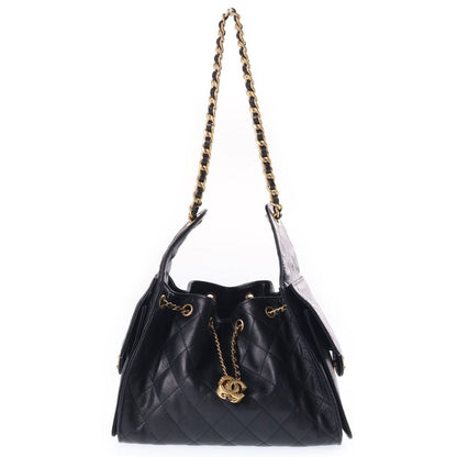 Chanel 25 Small Bag Grained Caviar Gold Black