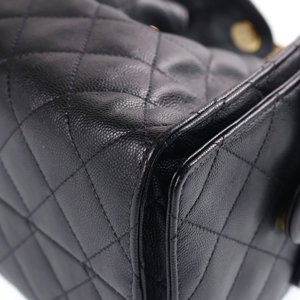 Chanel 25 Small Bag Grained Caviar Gold Black — view 5