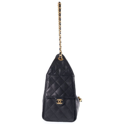 Chanel 25 Small Bag Grained Caviar Gold Black — view 3