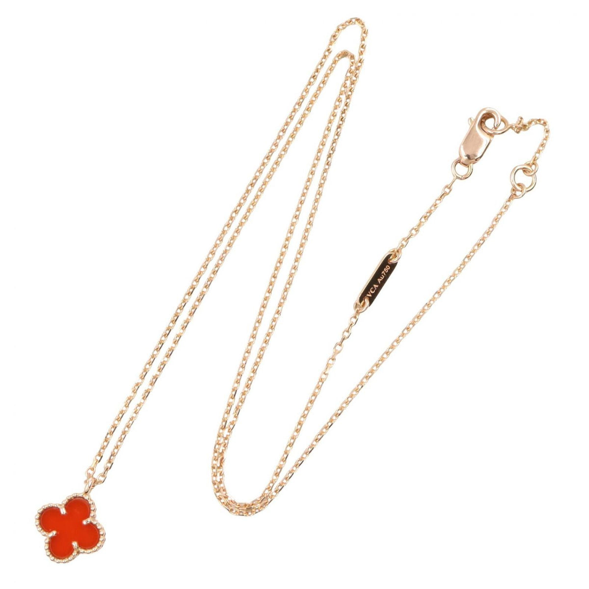 Van Cleef & Arpels Necklace Sweet Alhambra Carnelian 39.5 18k Pink Gold — view 2