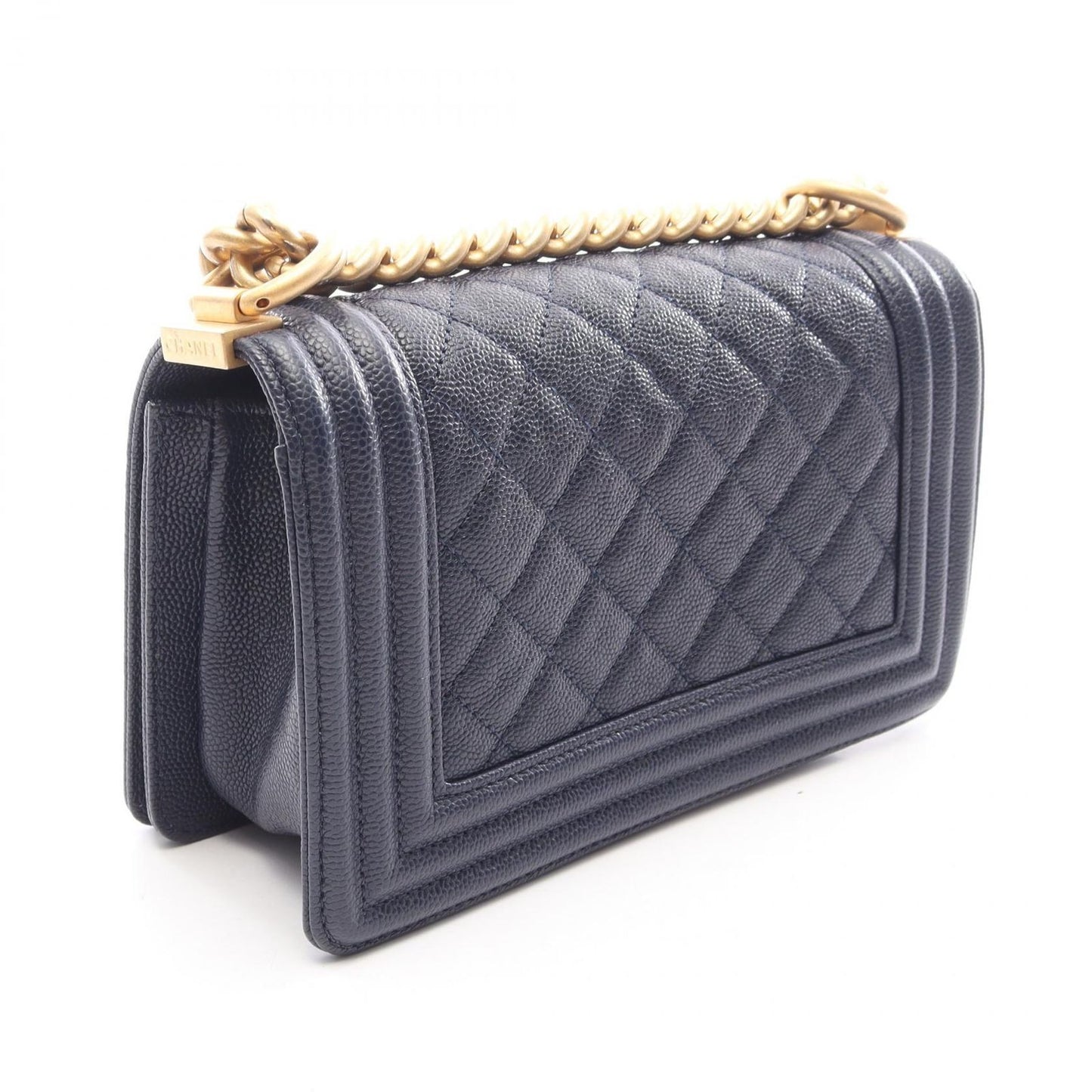 Chanel Shoulder Bag Boy Small Navy Caviar Leather Chain — view 2
