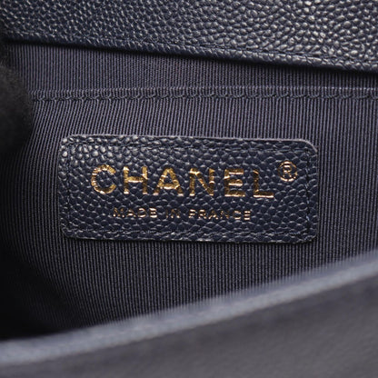 Chanel Shoulder Bag Boy Small Navy Caviar Leather Chain — view 4