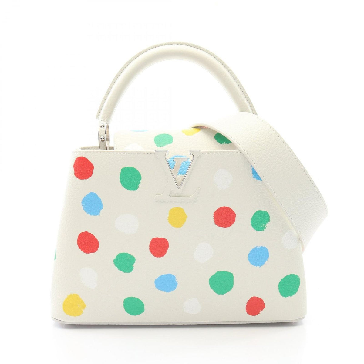 Louis Vuitton Handbag LV YK Capucines BB Painted Dot Yayoi Kusama 2-Way Blanc