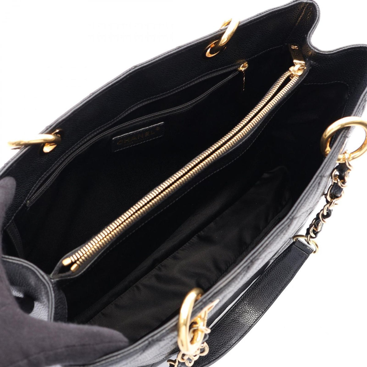 Chanel Tote Quilted Grand Shopping GST Black Caviar Leather Chain — view 3