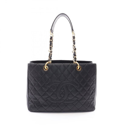 Chanel Tote Quilted Grand Shopping GST Black Caviar Leather Chain