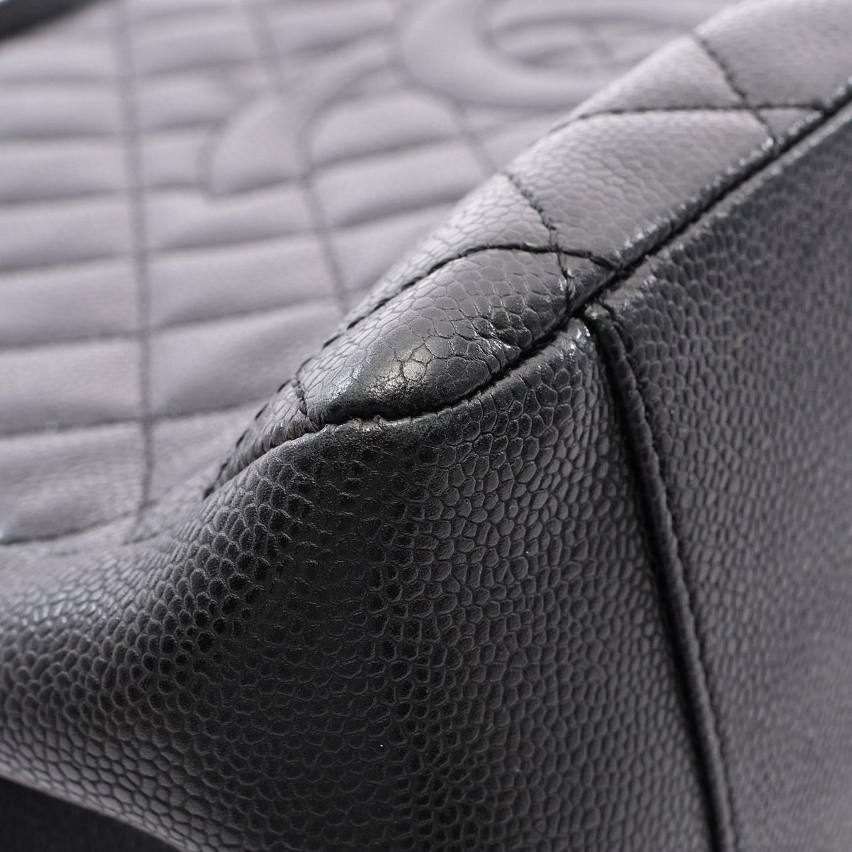 Chanel Tote Quilted Grand Shopping GST Black Caviar Leather Chain — view 6