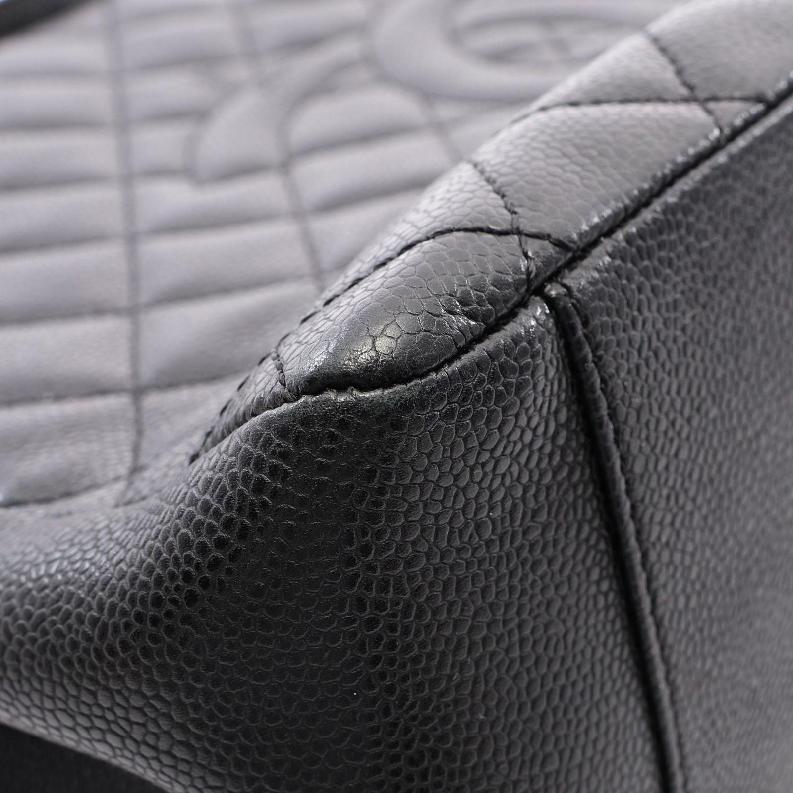 Chanel Tote Quilted Grand Shopping GST Black Caviar Leather Chain — view 6