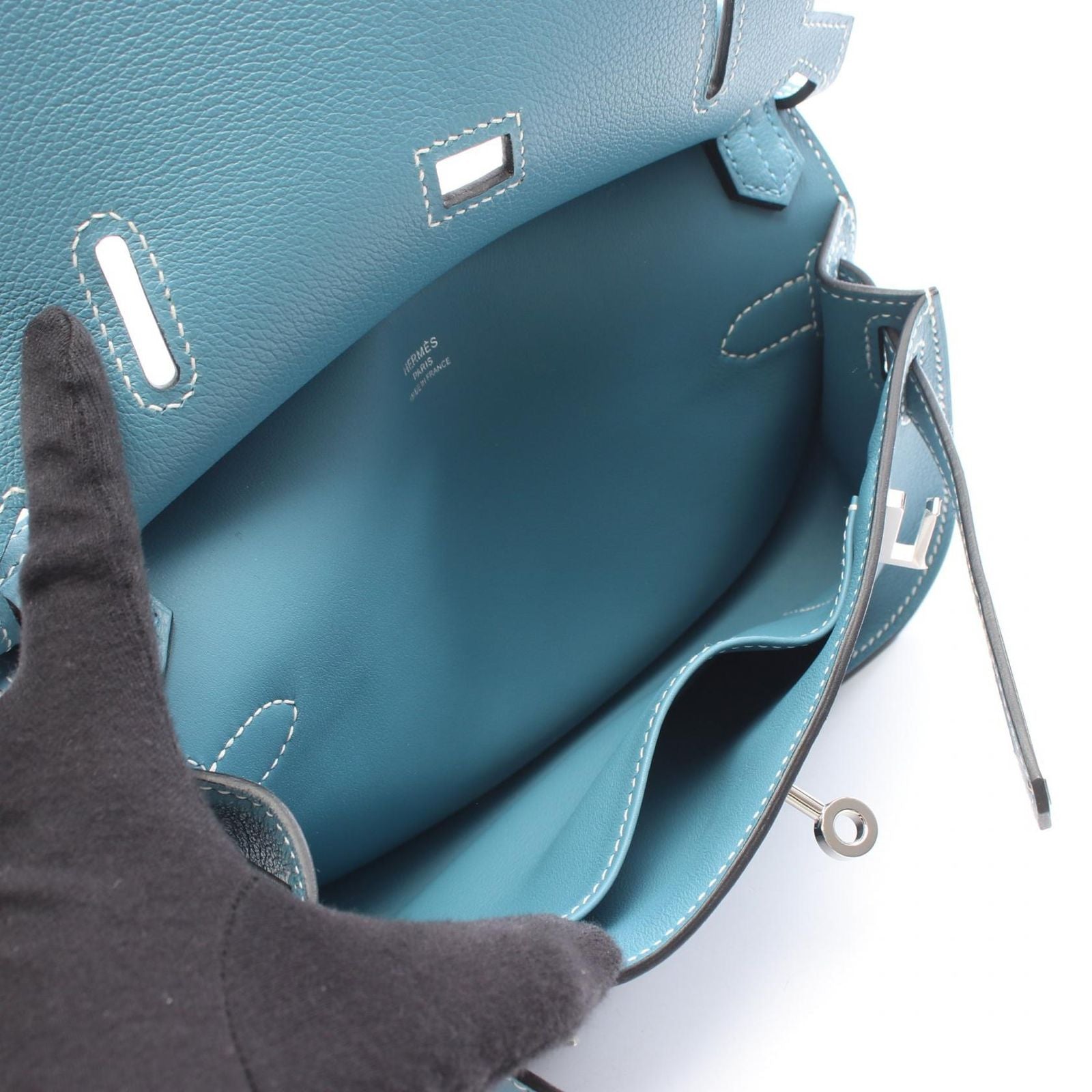 Hermes Shoulder Bag Jypsiere Mini New Blue Jean — view 3