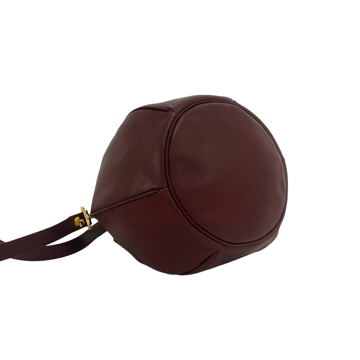 Cartier Vintage Must Line Logo Leather Drawstring Shoulder Bag Wine Red Bordeaux — view 7