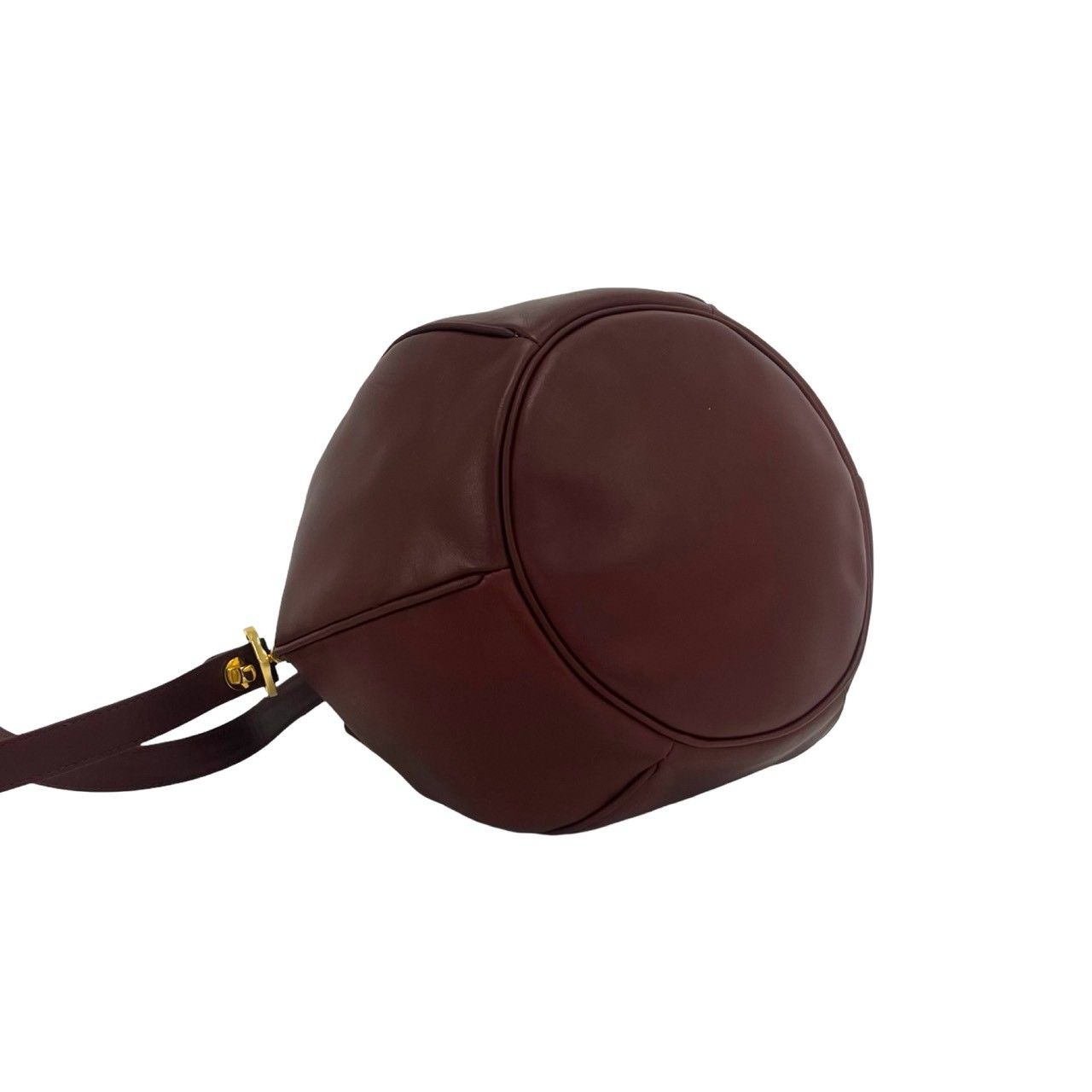 Cartier Vintage Must Line Logo Leather Drawstring Shoulder Bag Wine Red Bordeaux — view 7