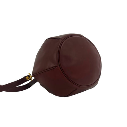 Cartier Vintage Must Line Logo Leather Drawstring Shoulder Bag Wine Red Bordeaux — view 7