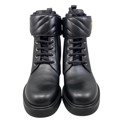 Gucci Boots Double G Ankle Leather Logo Black Gold — view 3