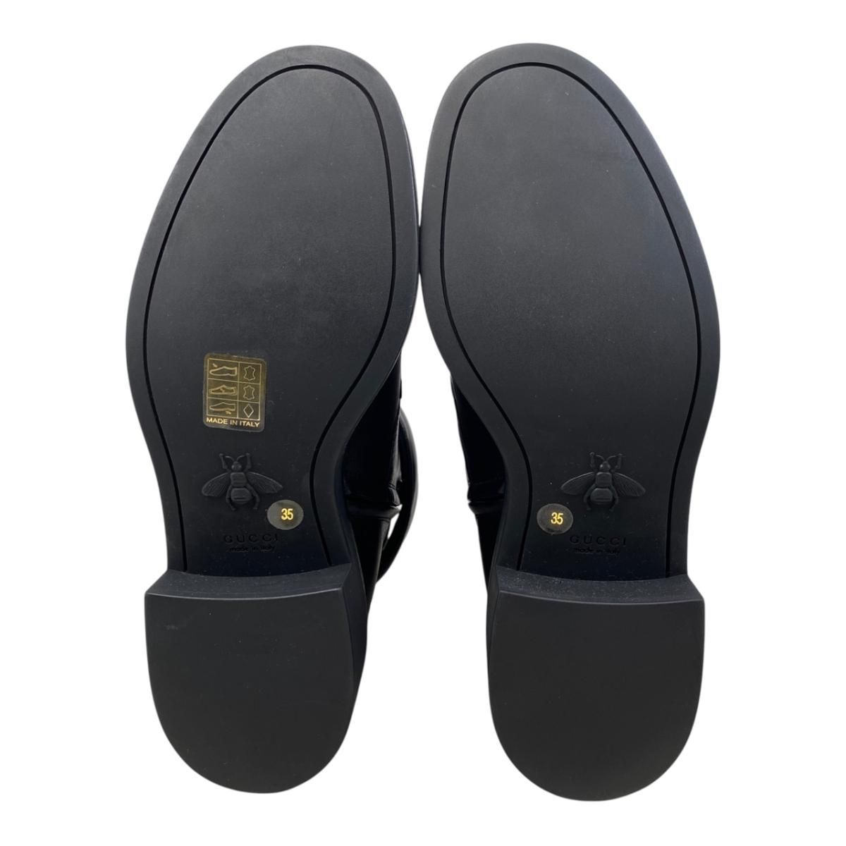 Gucci Boots Double G Ankle Leather Logo Black Gold — view 6