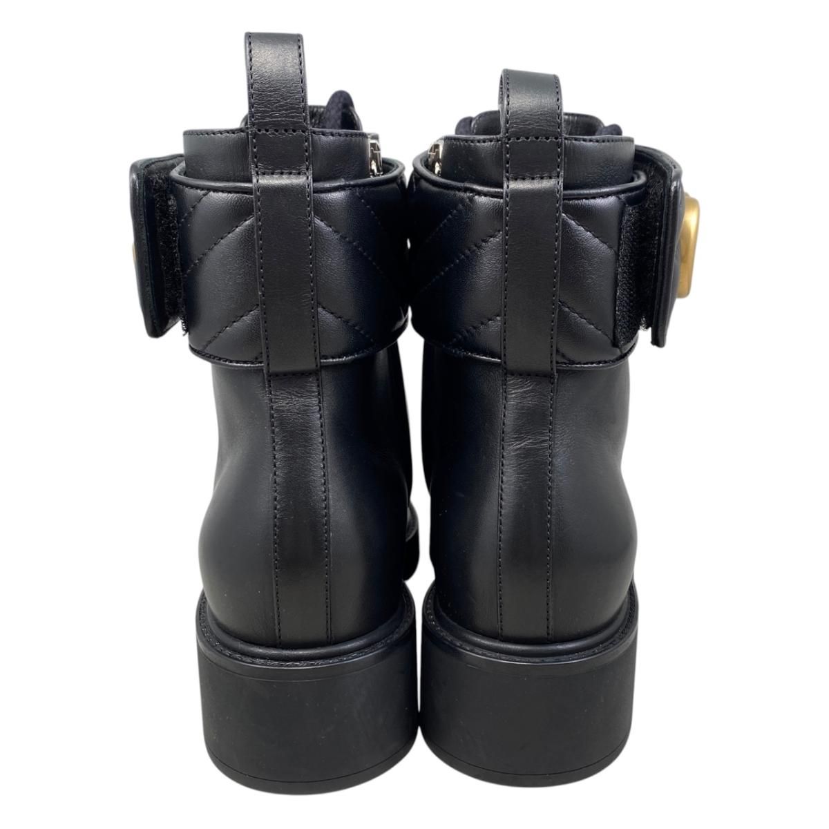 Gucci Boots Double G Ankle Leather Logo Black Gold — view 4