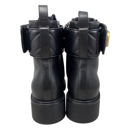 Gucci Boots Double G Ankle Leather Logo Black Gold — view 4