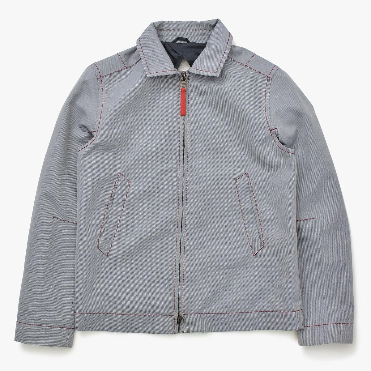 Prada Sport Archive Work Jacket Contrast Stitch Gray Red Double