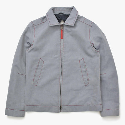 Prada Sport Archive Work Jacket Contrast Stitch Gray Red Double