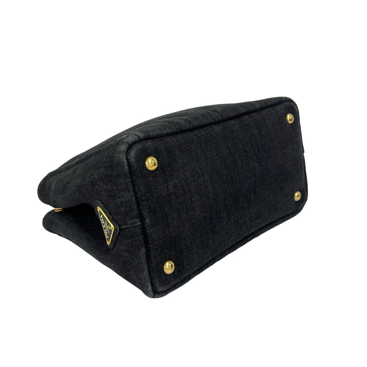 Prada Canapa Cotton Denim Handbag Mini Tote Black — view 7