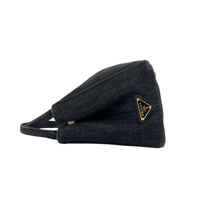 Prada Canapa Cotton Denim Handbag Mini Tote Black — view 5