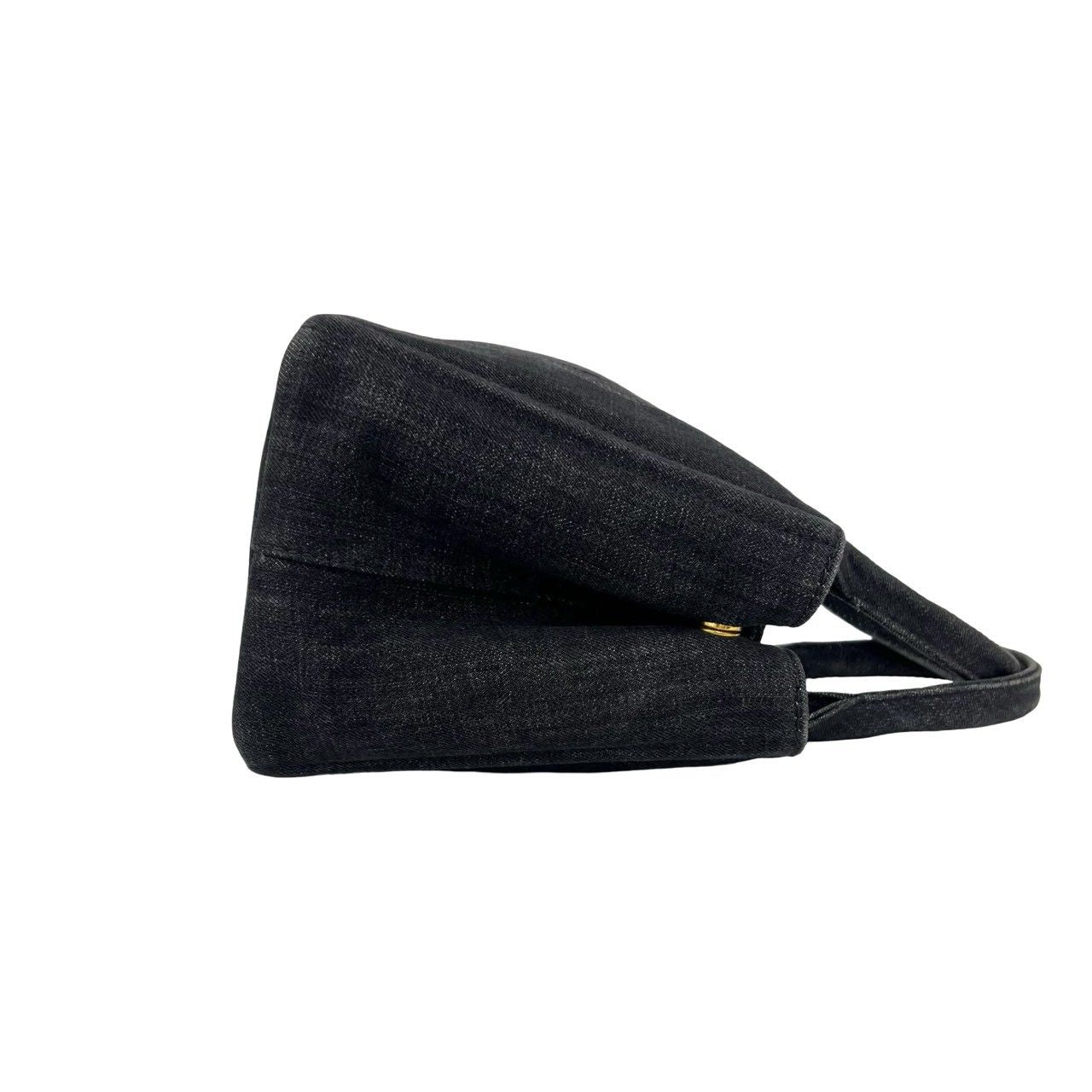 Prada Canapa Cotton Denim Handbag Mini Tote Black — view 6
