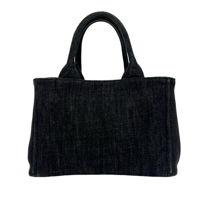 Prada Canapa Cotton Denim Handbag Mini Tote Black — view 3