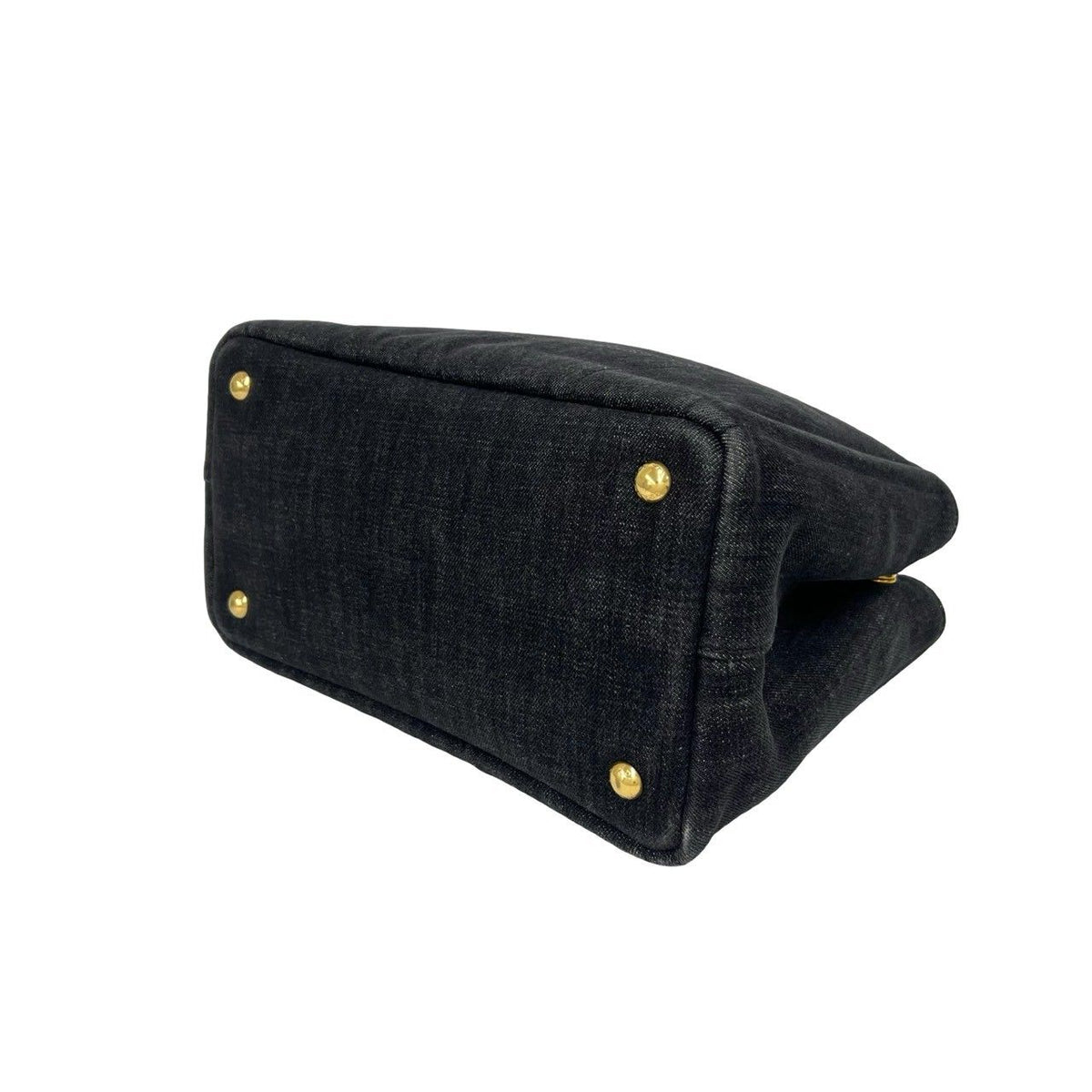 Prada Canapa Cotton Denim Handbag Mini Tote Black — view 8