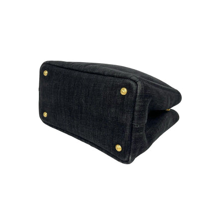 Prada Canapa Cotton Denim Handbag Mini Tote Black — view 8