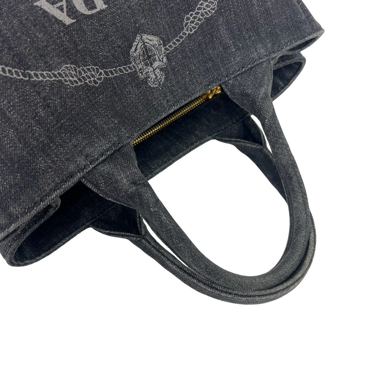 Prada Canapa Cotton Denim Handbag Mini Tote Black — view 4