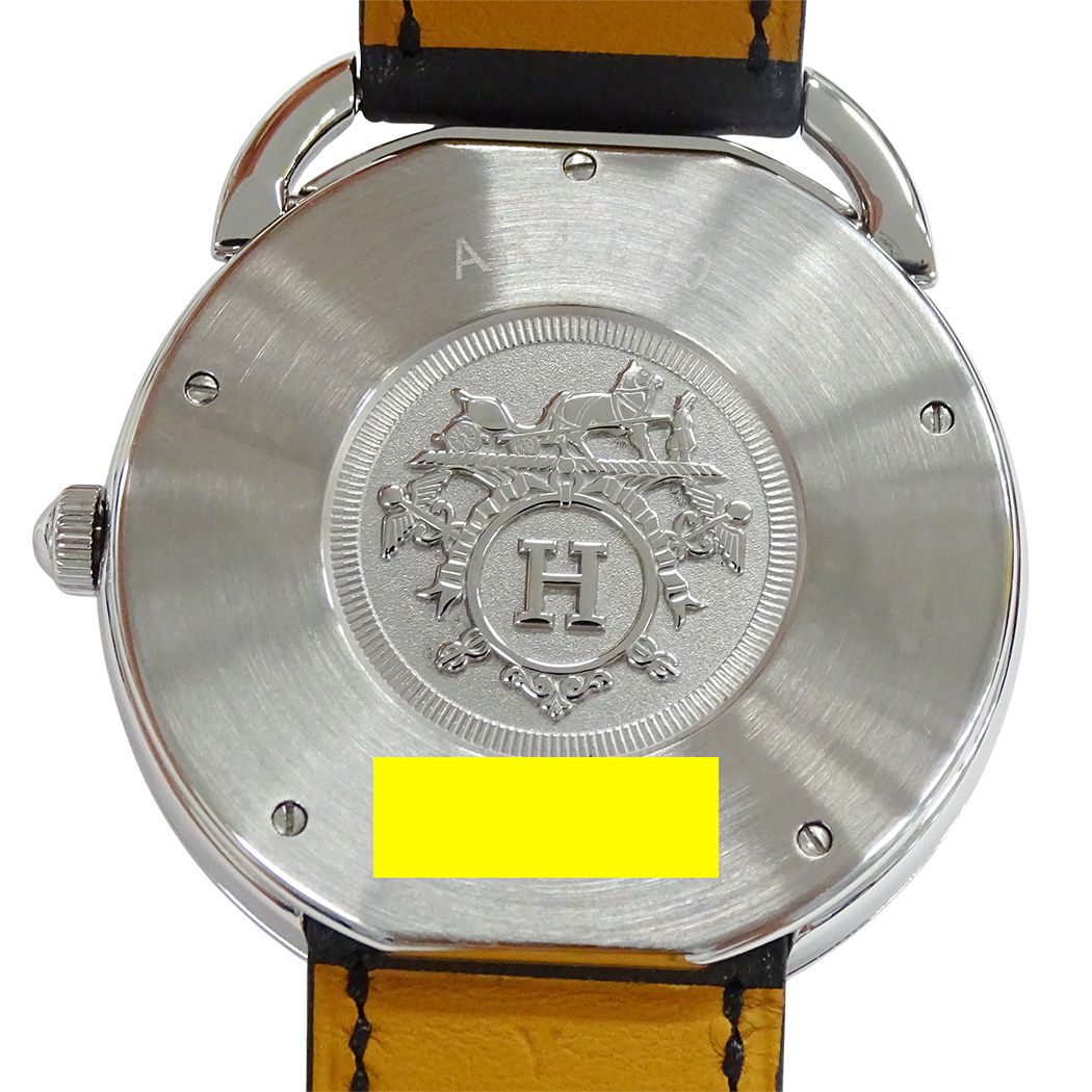 Hermes Watch Arceau Date Automatic Stainless Steel Leather Silver Gray Black — view 8