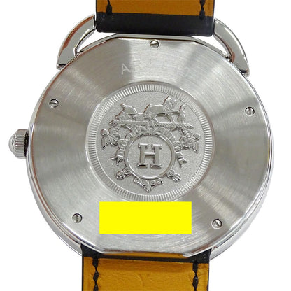Hermes Watch Arceau Date Automatic Stainless Steel Leather Silver Gray Black — view 8
