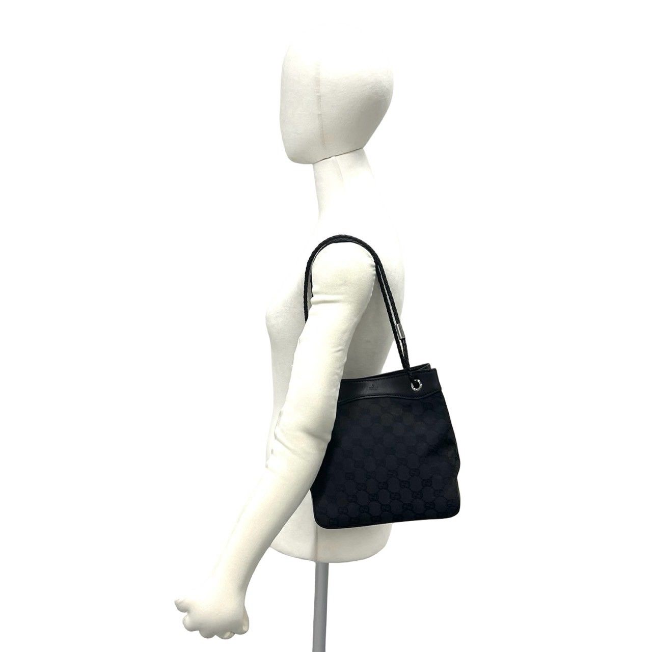 Gucci GG Logo Pattern Canvas Leather Shoulder Bag Mini Black — view 2