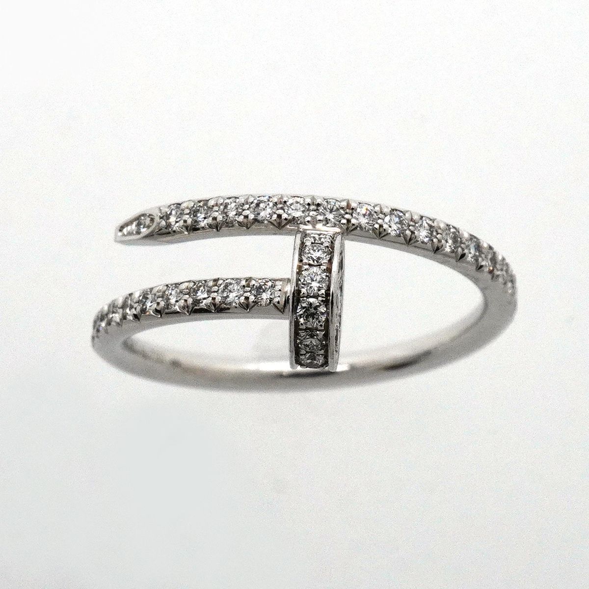 Cartier Ring Juste Un Clou SM Semi Pave 18k White Gold Diamond — view 2