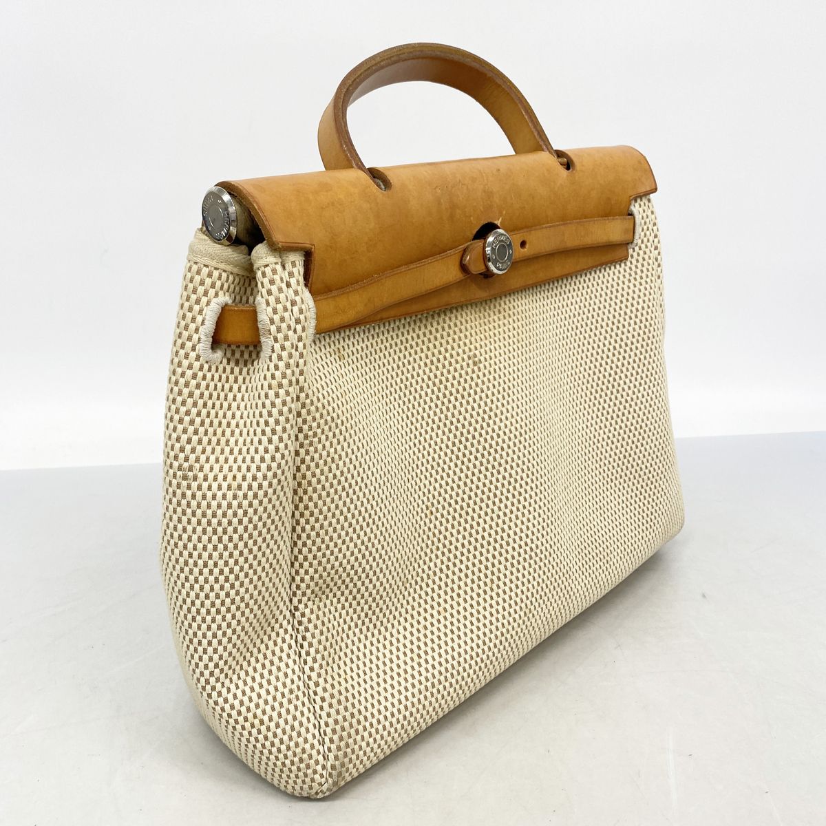Hermes Handbag Herbag PM Toile GM Natural Silver — view 2