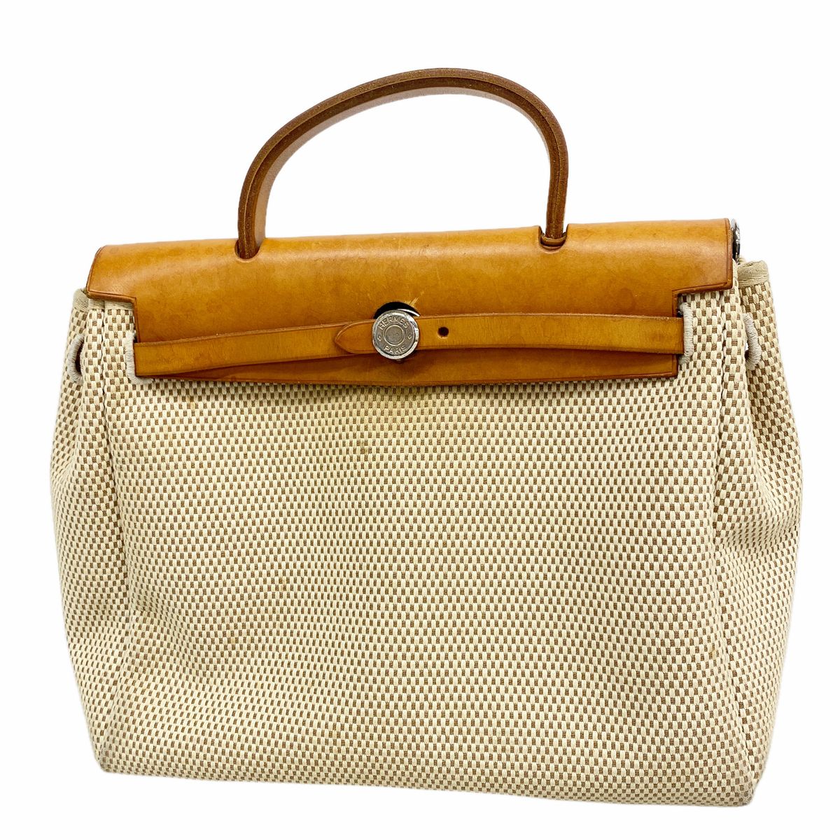 Hermes Handbag Herbag PM Toile GM Natural Silver