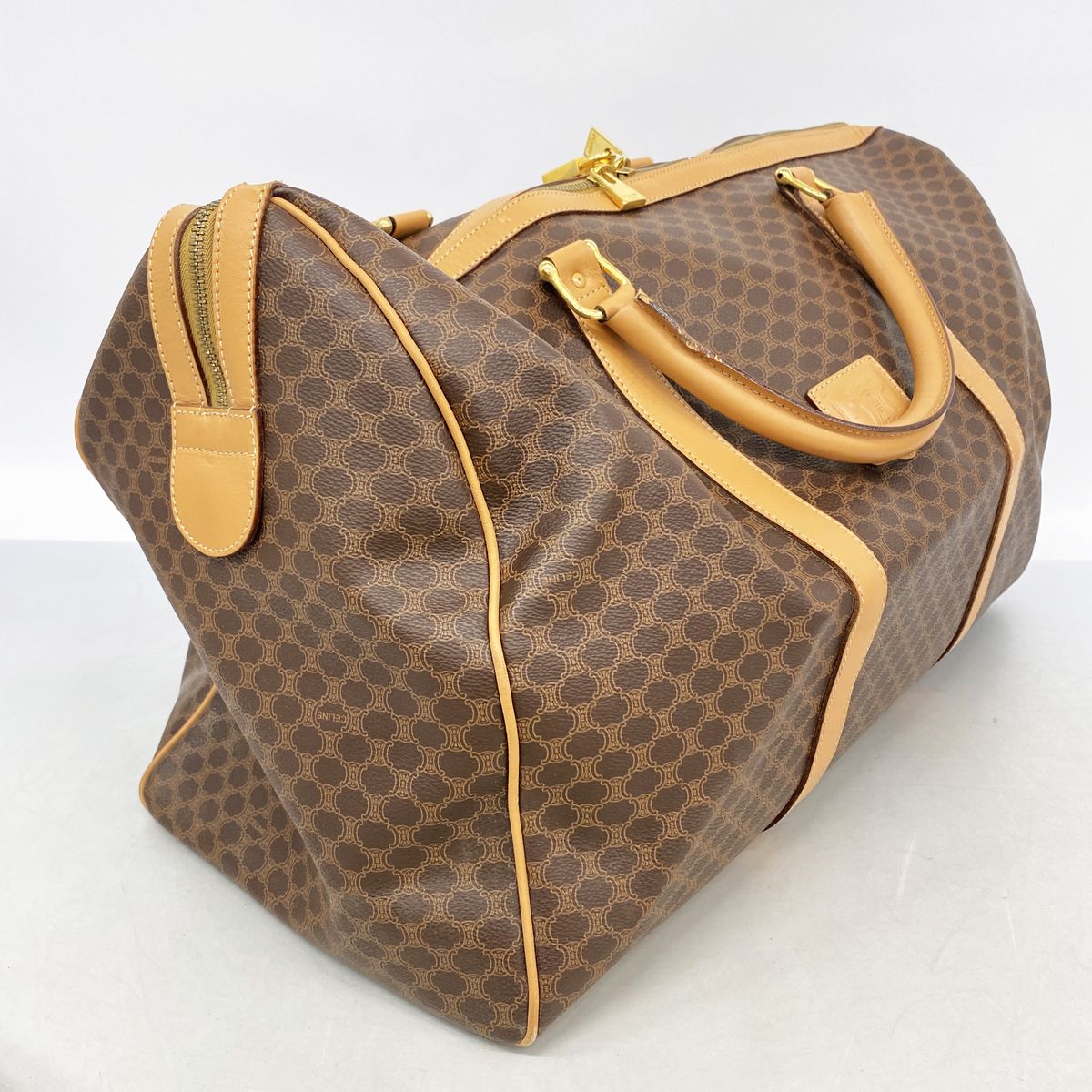Celine Boston Bag Macadam Brown Gold — view 2