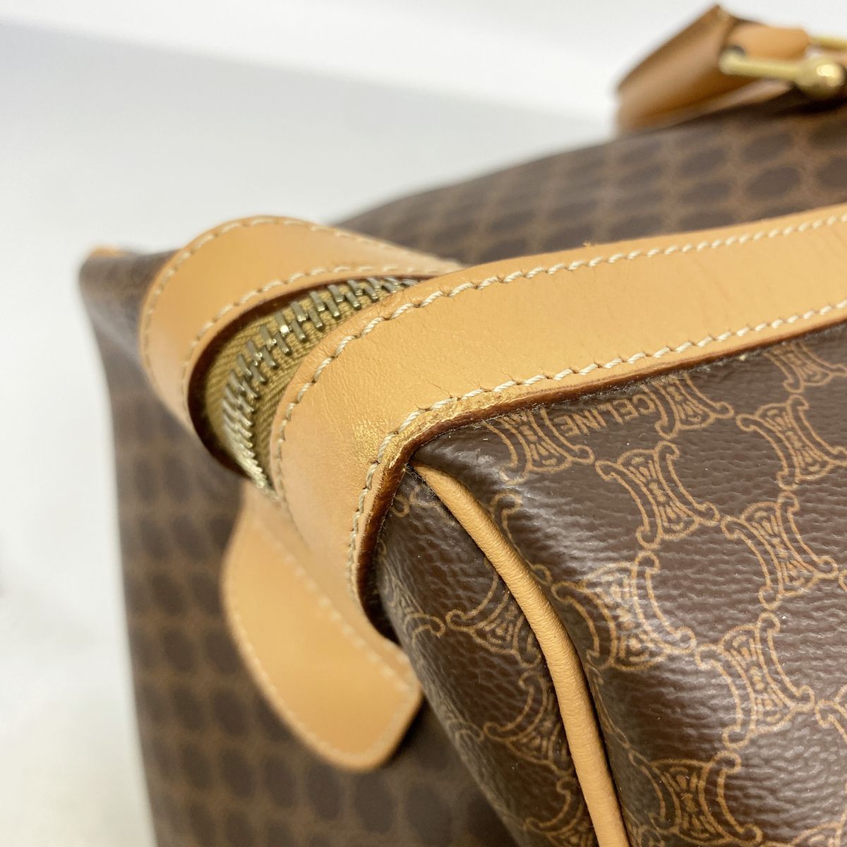 Celine Boston Bag Macadam Brown Gold — view 7