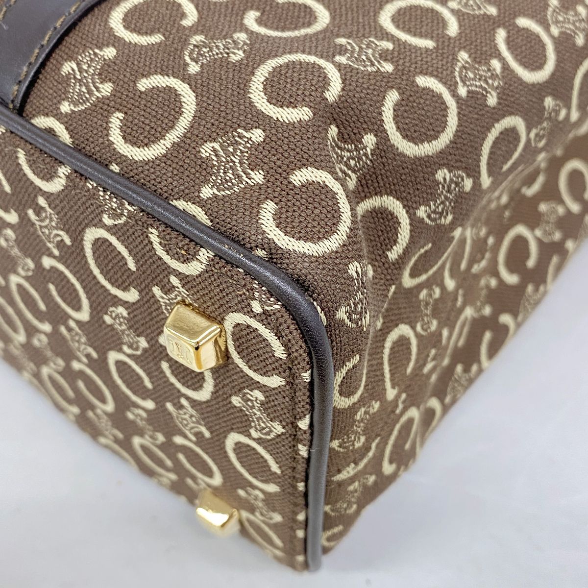 Celine Handbag C Macadam Canvas Brown Gold — view 6