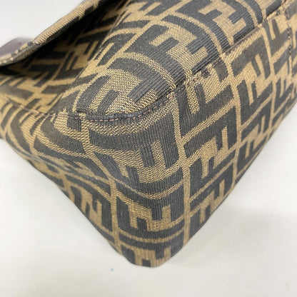 Fendi Handbag Zucca Mamma Bucket Nylon Canvas Brown Silver — view 6