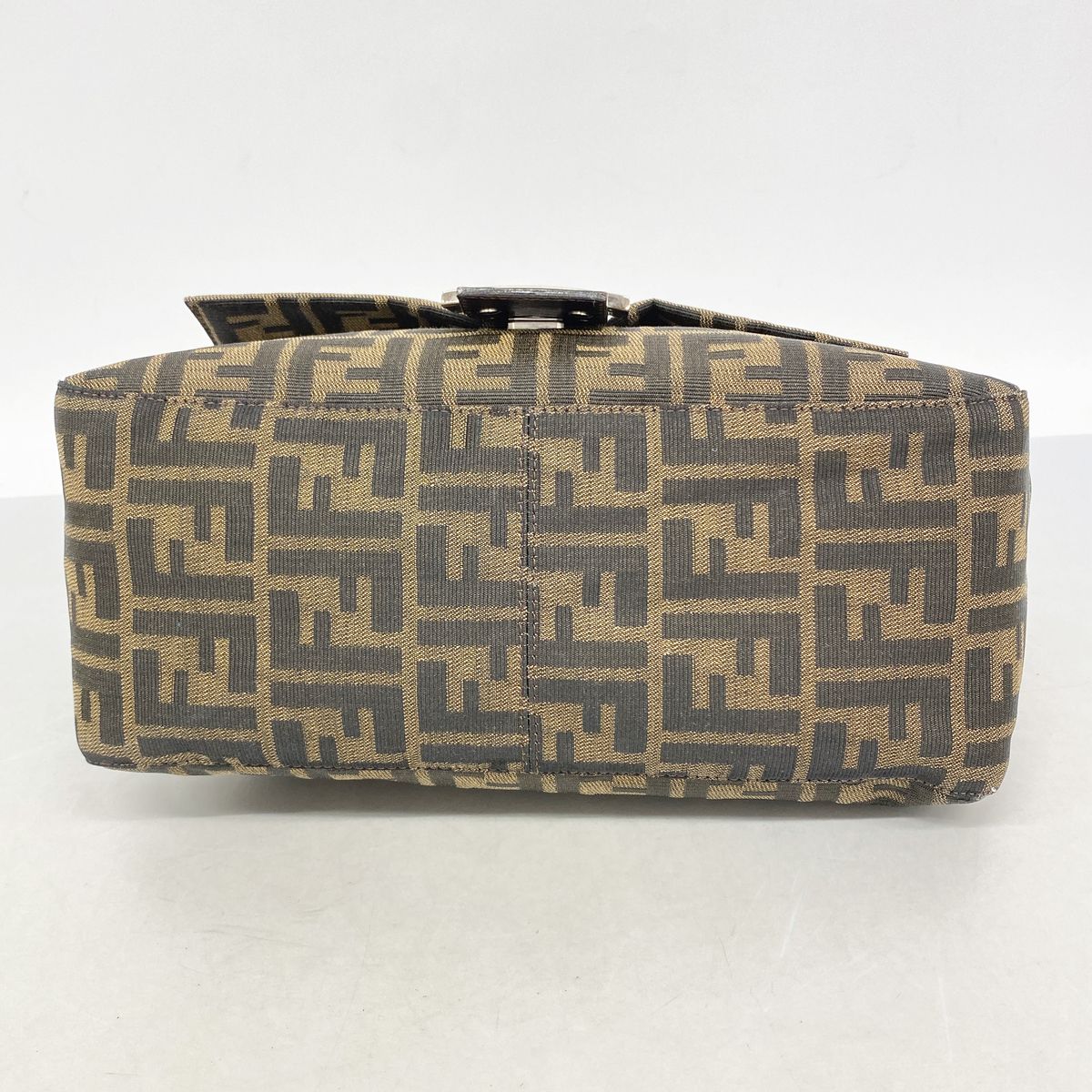 Fendi Handbag Zucca Mamma Bucket Nylon Canvas Brown Silver — view 3