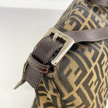 Fendi Handbag Zucca Mamma Bucket Nylon Canvas Brown Silver — view 7
